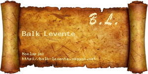 Balk Levente névjegykártya